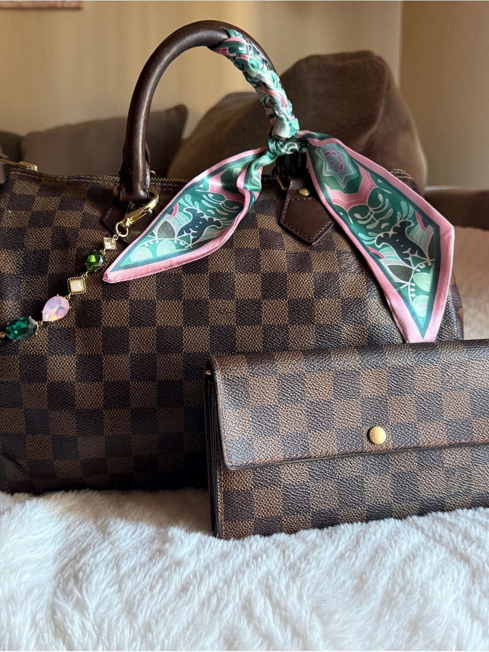 Louis Vuitton Speedy 30 with matching Louis Vuitton Sarah wallet